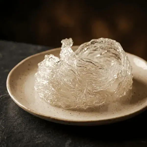 Soaked nest drained on a plate