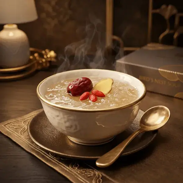 A bowl of bird's nest with red dates